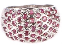 RED RUBY ORNATE STERLING SILVER LADIES RING