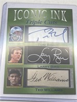 (E) Iconic Ink Triple Cut Tom Brady, Larry Bird,