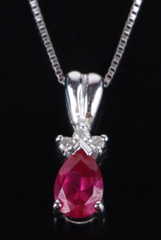 PINK SAPPHIRE 14K WHITE GOLD LADIES NECKLACE