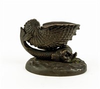 Bronze Dolphin with Conch Shell Matchstick Holder