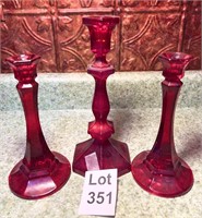 Rose Glass Candleholder Set