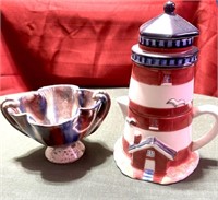 Bowl Made in Italy and Lighthouse Teapot