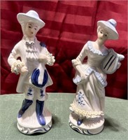 Victorian Style Couple in Blue Figurines