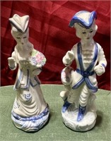 Blue Victorian Style Couple Figurines