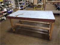 Custom built wooden shop table, 37x 64.5 x 31.5