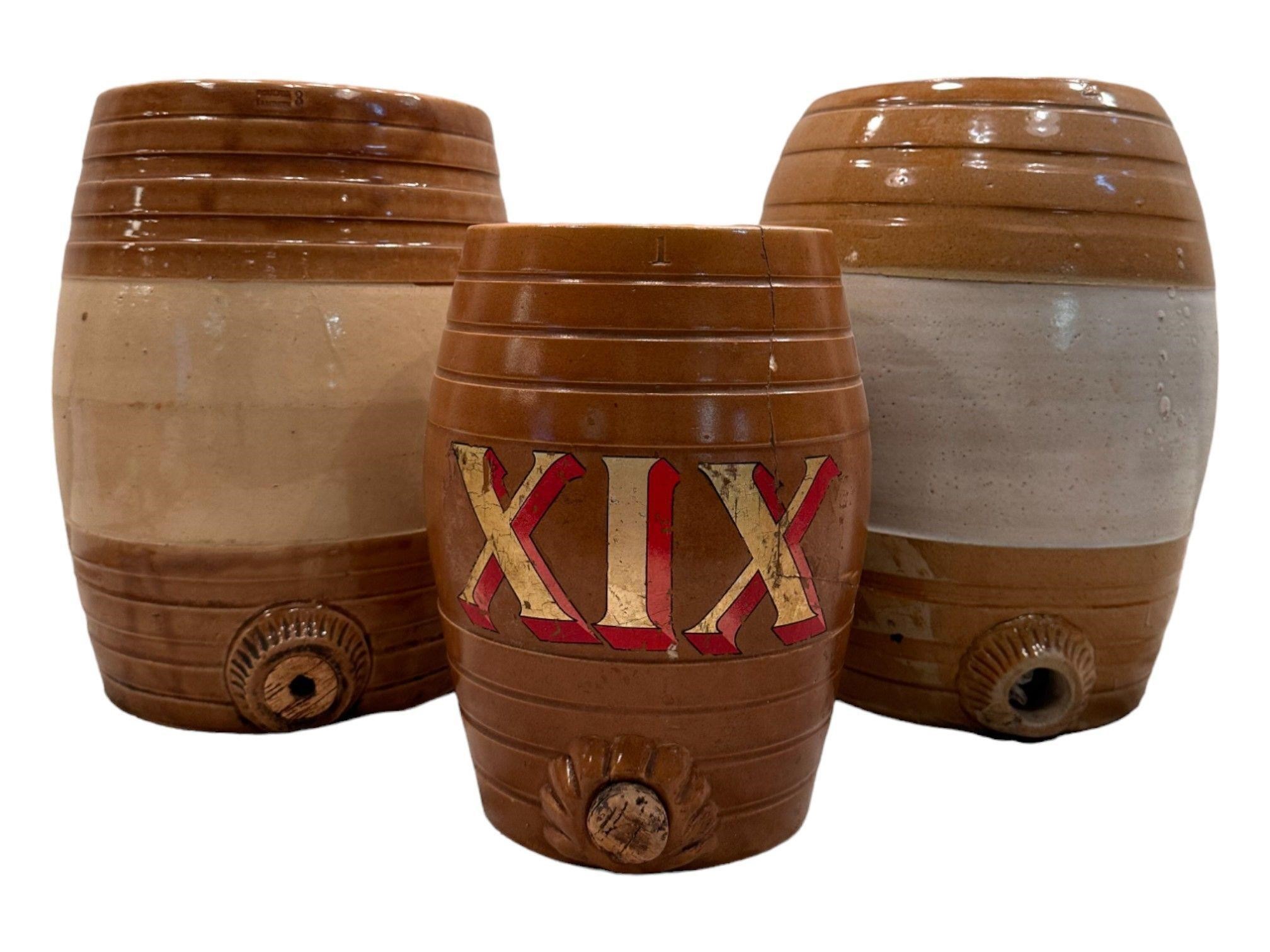 (3) Antique Stoneware Barrels