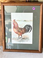 Very Nice Rooster Framed Lithograph