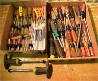 Large lot of Craftsman and other screwdrivers; as