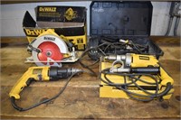 3 DeWalt electric power tools: DWE575, DW235G, DW5