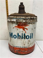 5 gallon Mobil oil can