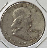 Silver 1954D Franklin half dollar