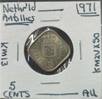 Uncirculated 1971 Netherland Antilles coin