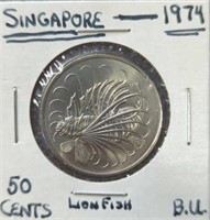 Uncirculated Singapore 1974 coin