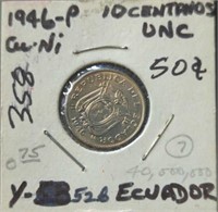 Uncirculated 1946, Ecuador coin