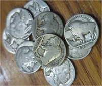 Lot of 10 buffalo nickels with no dates