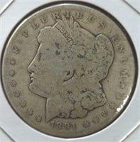 Silver 1891D Morgan Dollar