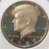 Proof 1980 S Kennedy half dollar