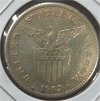 1907 silver United States of America one peso