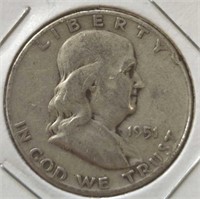 Silver 1951D Franklin half dollar