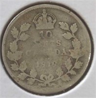 Silver 1919 Canadian dime
