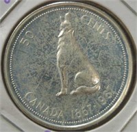 Silver 1967 centennial half dollar