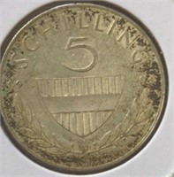 Silver Austria five shillings