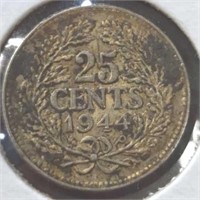 silver 1944 Netherlands quarter
