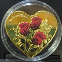Heart roses challenge coin