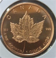 1 oz fine copper coin Canada