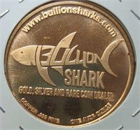 1 oz fine copper coin bullion shark