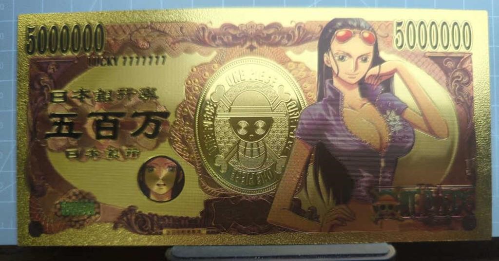 One piece anime 24K gold-plated bank note