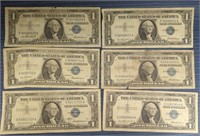 Silver certificate 1957 lot of six