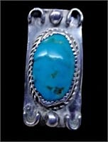 Vintage Signed Native American XXL Turquoise Ring