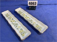 Pair of Small China Trays w/Floral Design, 8.5"