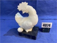 Carved Marble Chicken & Egg, 7.25"T