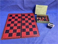 Vintage Checker Board & Checkers