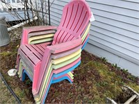 6 MULTI COLORED ADIRONDACK CHAIRS