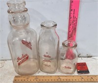 3 - Albert Lea's Moreal Glass Milk Bottles & Book