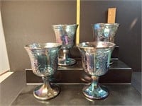 Indiana Iridescent Carnival Glass Goblets (4)