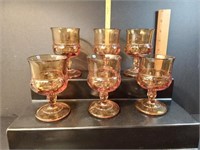 Kinbg"s Crown Indiana Amber Wine Glasses  (6)