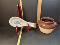 Small Crock and Spoon Rest