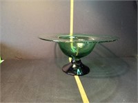 Green and Cobalt Pedestal Bowl