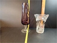 Amethyst Empoli Italian Glass Vase and Mikasa Vase