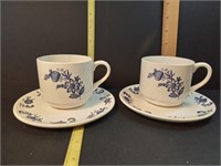 Vintage Blue Onion Cup and Saucer (2) USA
