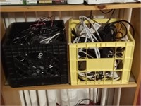 2 crates of various electronics & other cords