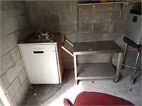 stainless steel sink in cabinet on wheels &