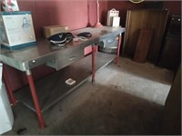 stainless steel top prep table 8ft x 2.5ft x 3ft