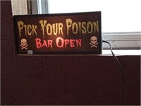 Pick Your Poison light up bar sign