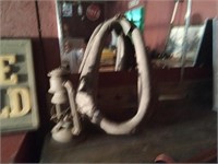 antique horse collar & barn lantern