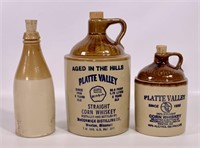 PLATTE VALLEY corn whiskey jugs, Weston -